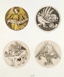 Symbols of the Evangelists, designs for stained glass